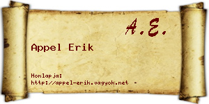 Appel Erik névjegykártya